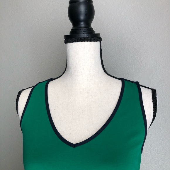 BANANA REPUBLIC Green Summer Dress with Navy Trim - Picture 2 of 7